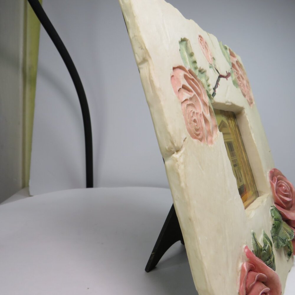 Rose Ceramic Tile Picture Frame Embossed & Engraved Rustic - Picture 8 of 15